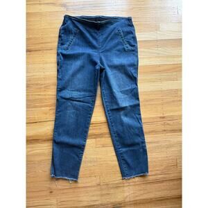 Chico’s Pull On Elastic Waist Denim Jeans Slimming Skinny Leg Size 8 (1R)